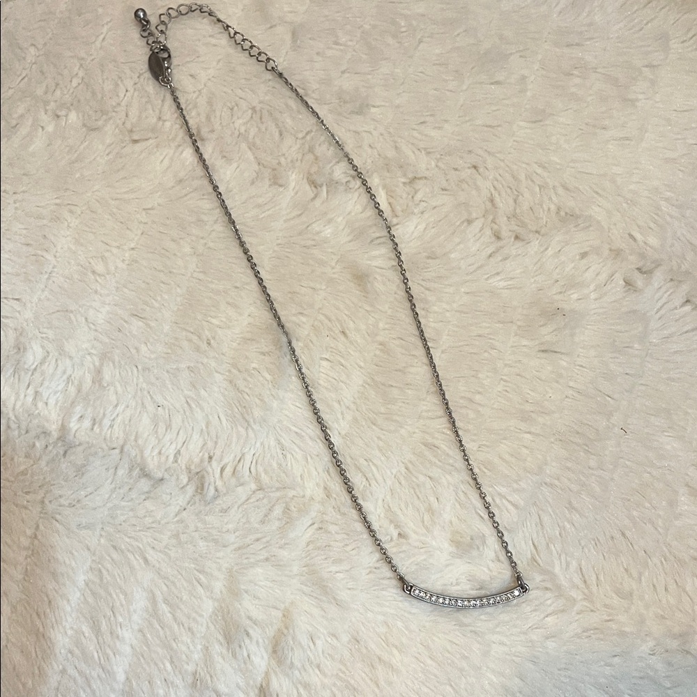 Lia Sophia Silver Necklace with Crystal Details